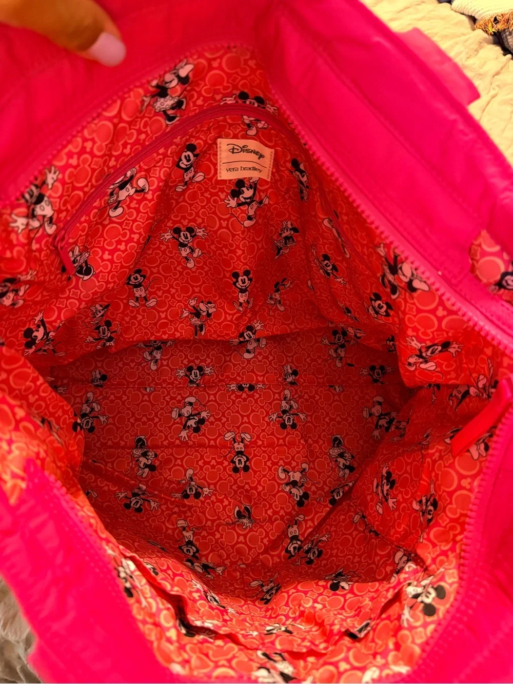 Vera Bradley Neon Hot Pink Mickey Quilted Tote